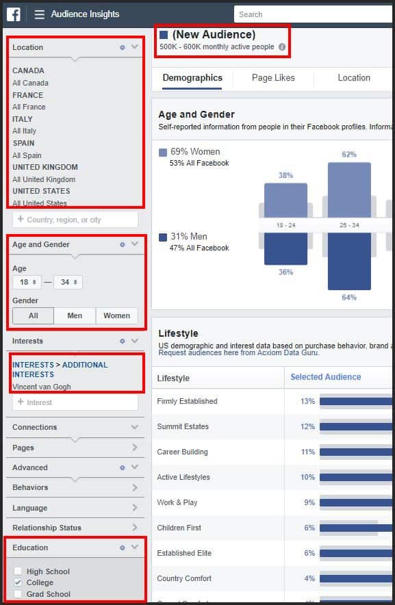 facebook target audience