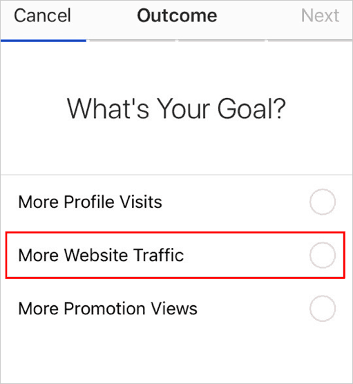 Instagram promotion goal