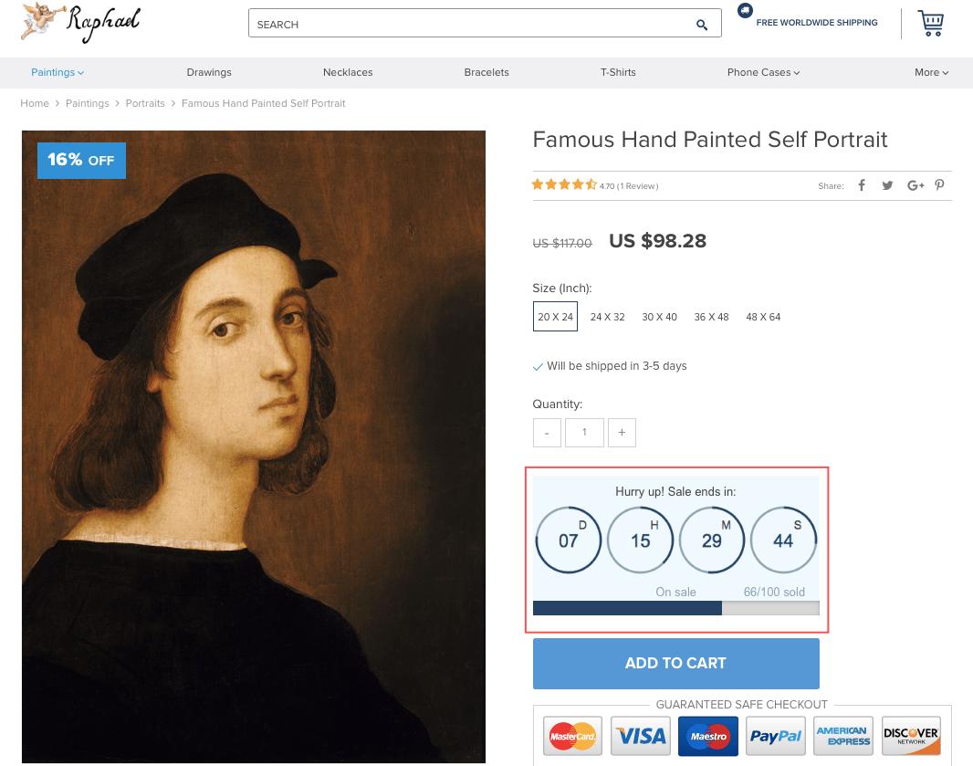 Countdown Timer is an example of purchase-stimulating add-on