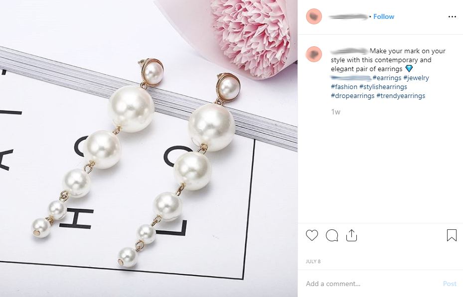 An Instagram post with carefully selected hashtags