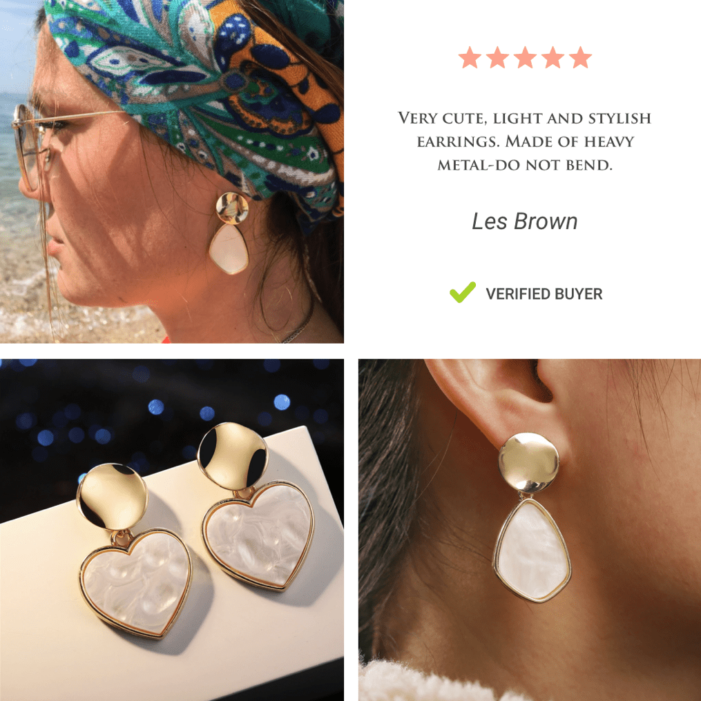 An Instagram post demonstrating a quote and a pair of earrings