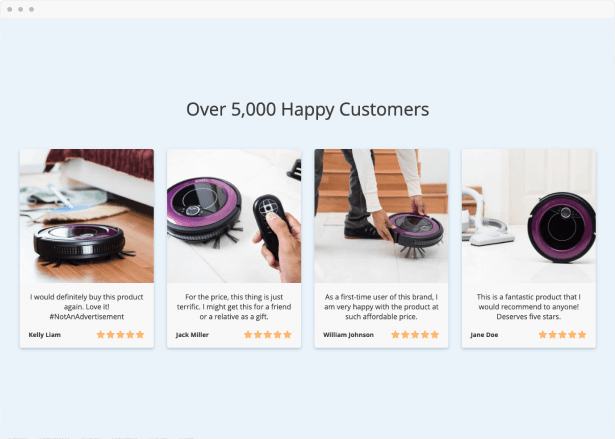 a picture showing an example of social proof for your online store