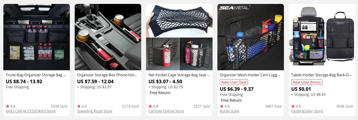 a screenshot showing the most trending car items on the market to gain from in 2021