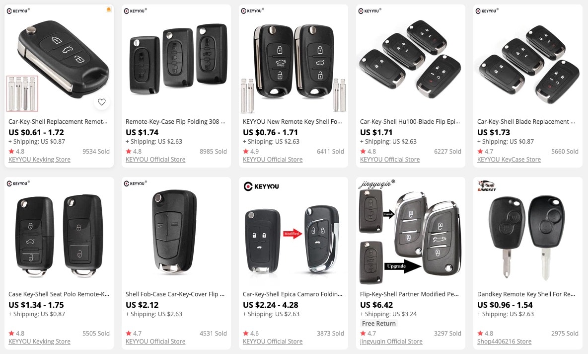 an image that shows a key shell as a trending car item