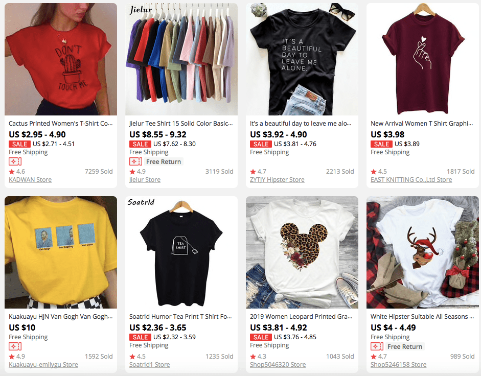 millennials’ t-shirts to dropship