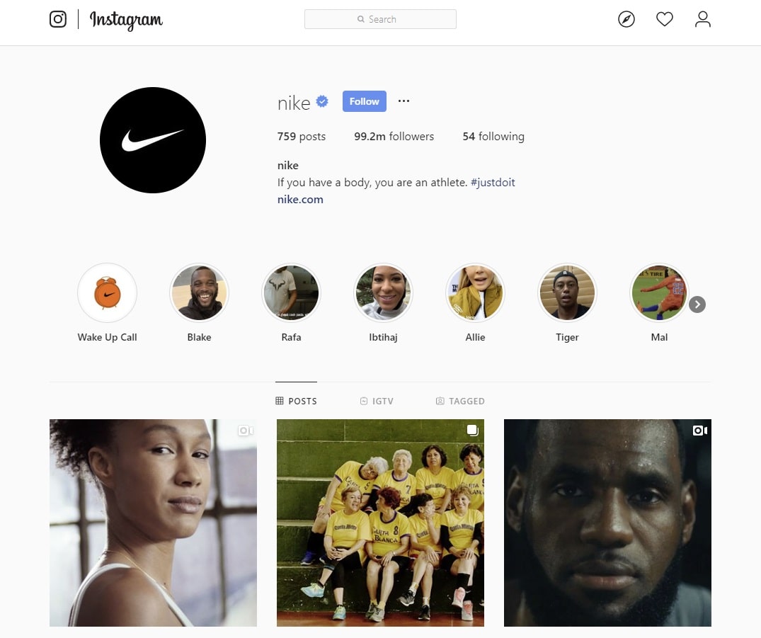 nike on instagram