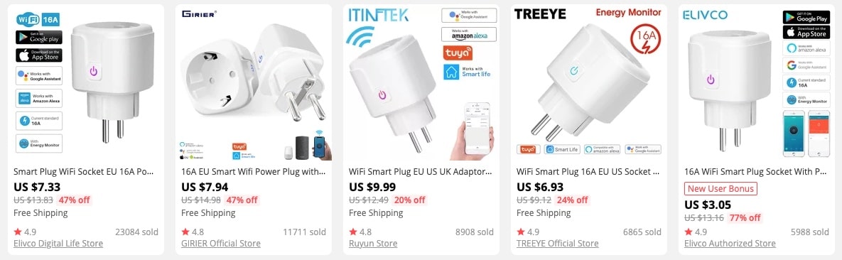 a screenshot of smart plugs to resell in your store