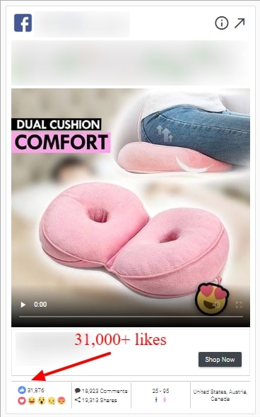 Dropshipping product ad on AdSpy