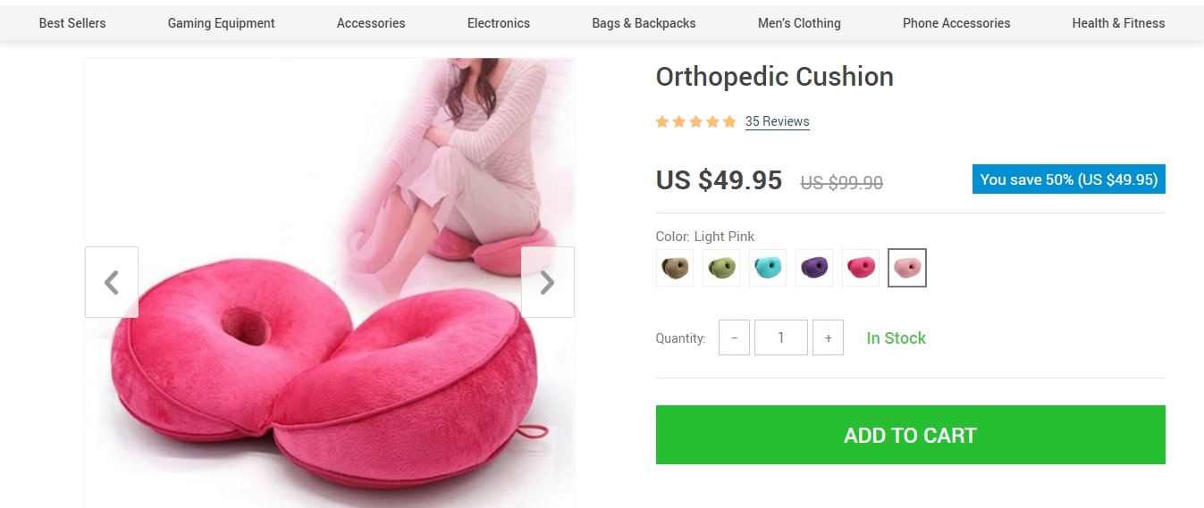 A perfect dropshipping product page