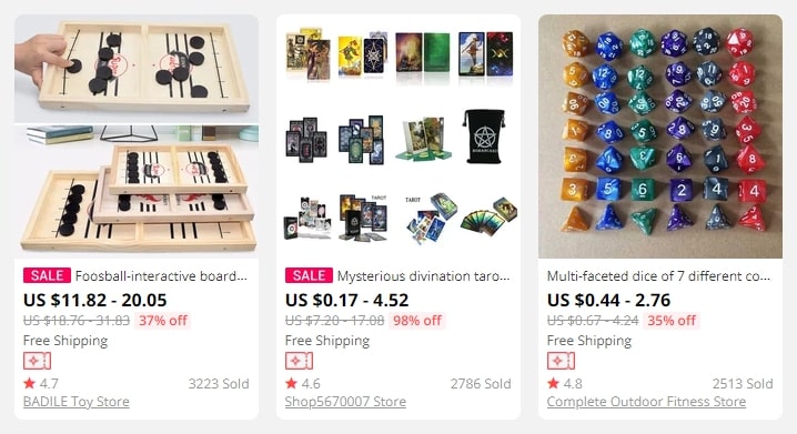 Table-top game, card game and dices