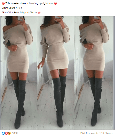 An example of a catchy Facebook ad