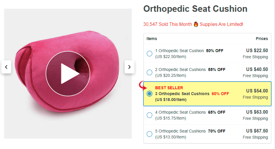 An example of triggering the sense of urgency on landing pages