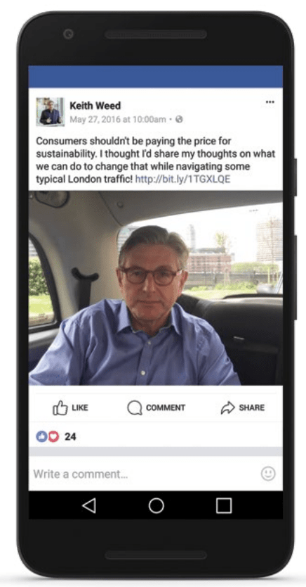 A Facebook influencer delivering a message through video