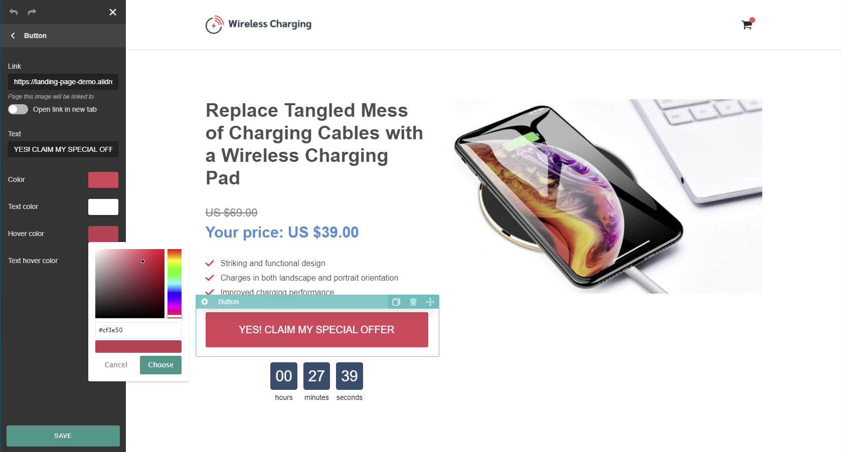 This lead generation template lets you customize all the page elements