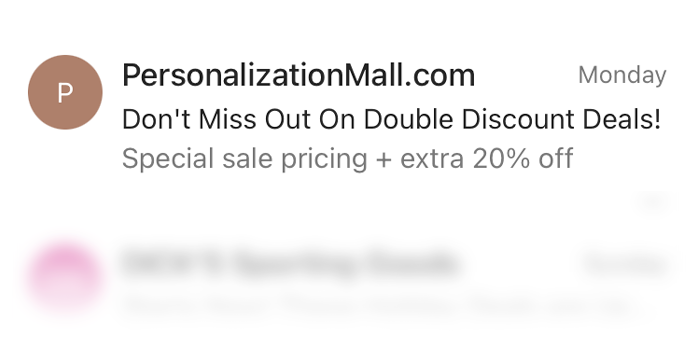 An example of an email preheader