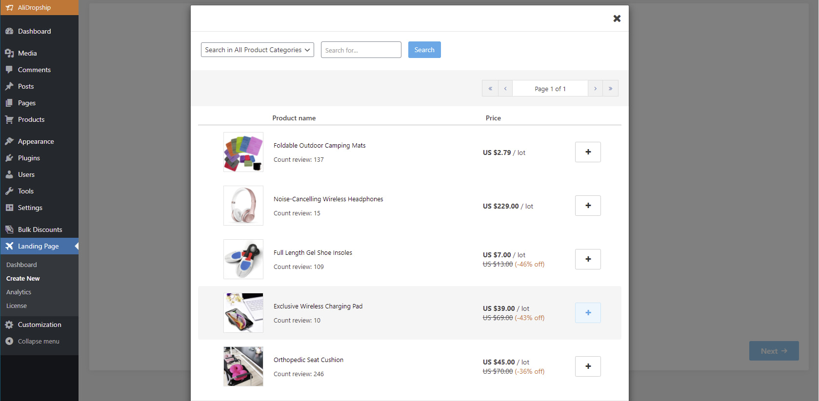 Selecting a product before building a single-product landing page