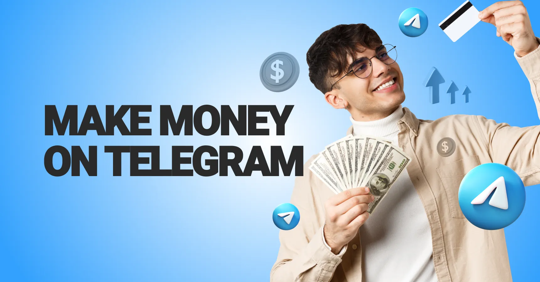 Main and featured image for an article on how to make money on Telegram