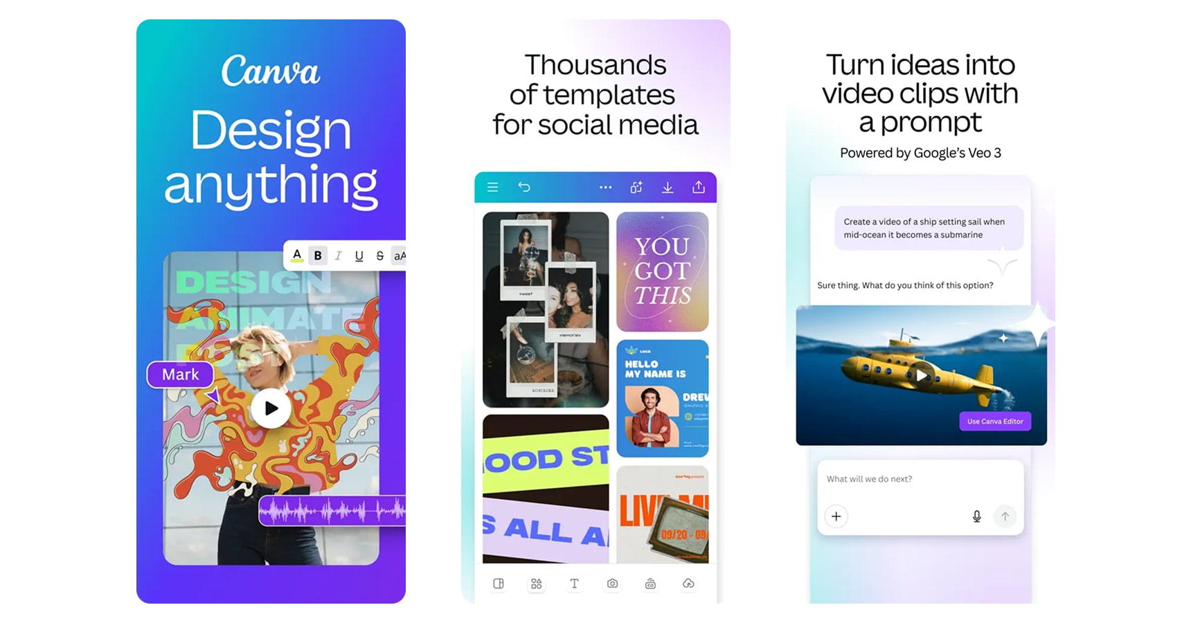 Images of the Canva AI app for The Best AI Apps article