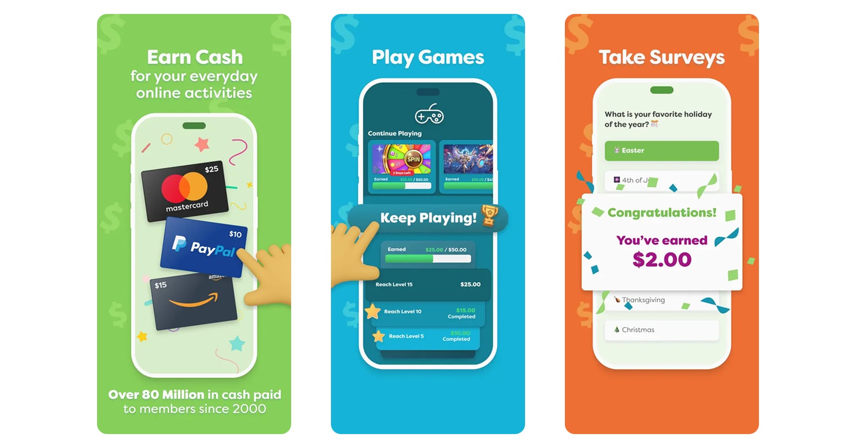 Images of the InboxDollars app for the best money earning apps 2025 article