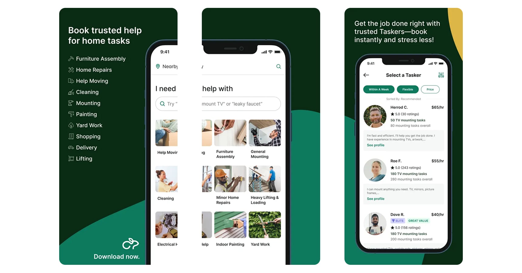 Images of the Taskrabbit app for the best money earning apps 2025 article