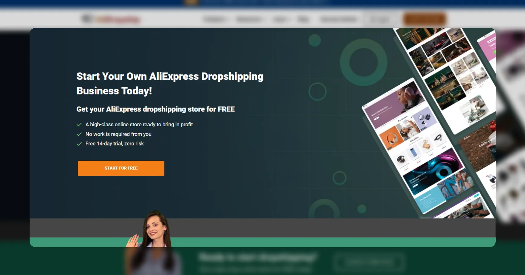 A screenshot of the Alidropship's homepage for the best dropshipping suppliers article