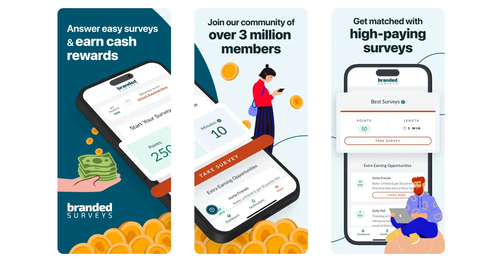 Images of the Branded Surveys app for the best survey apps for money article