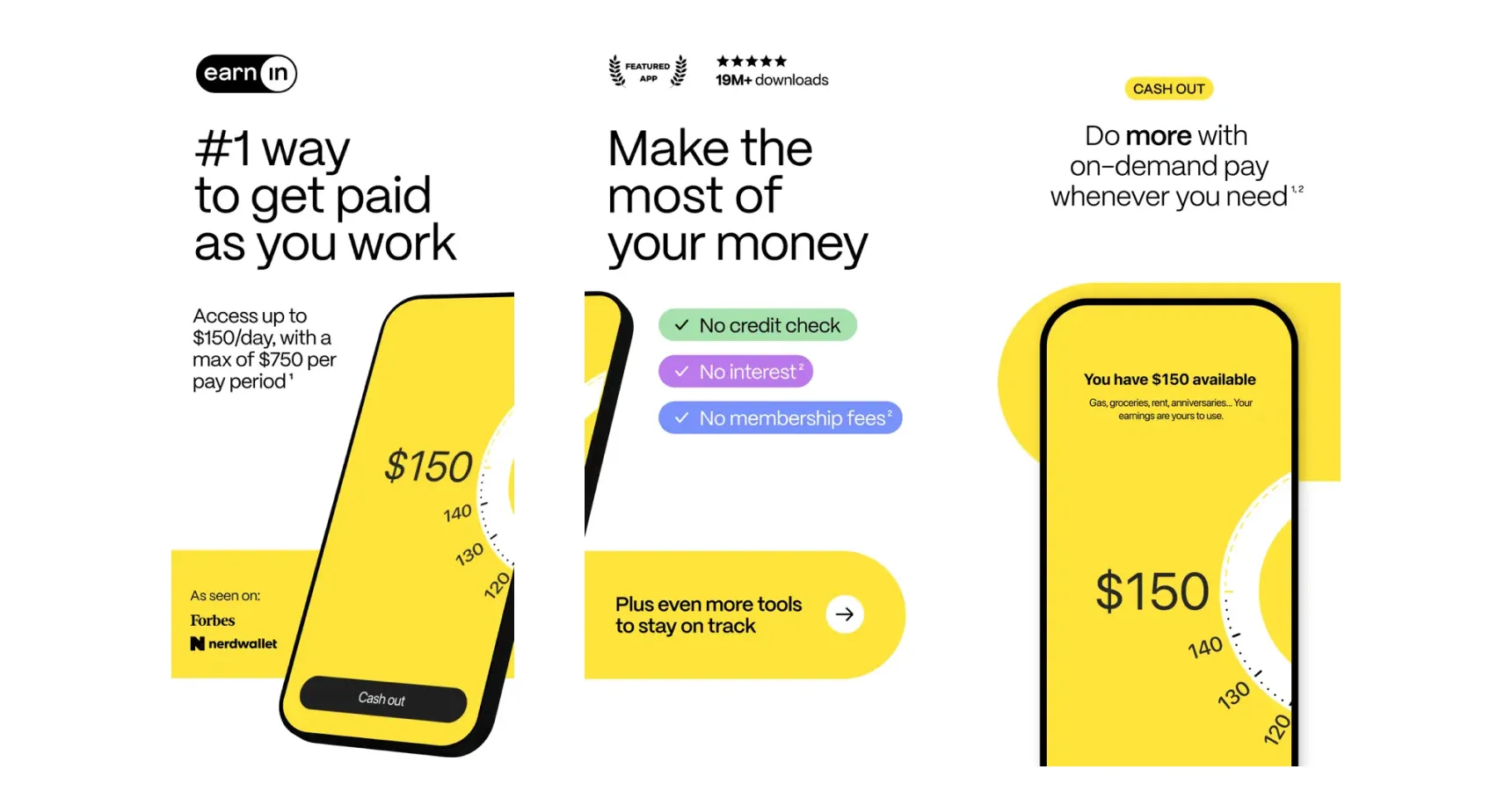 Images of the Earnin app for the best instant money apps article