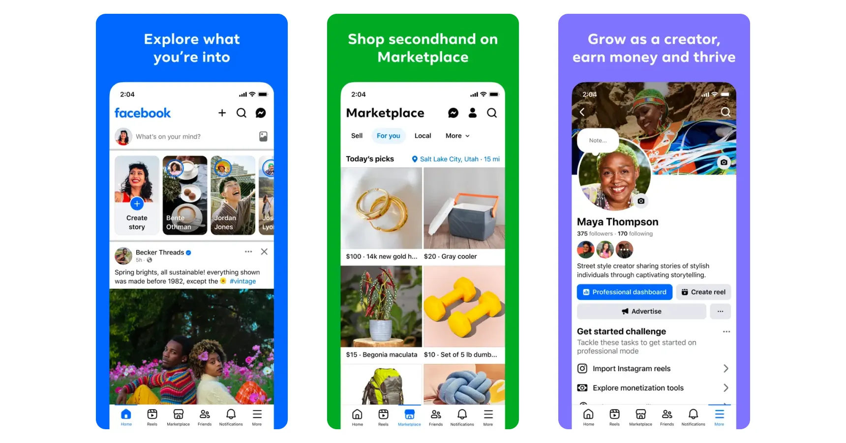 Images of the Facebook Marketplace app for the best instant money apps article