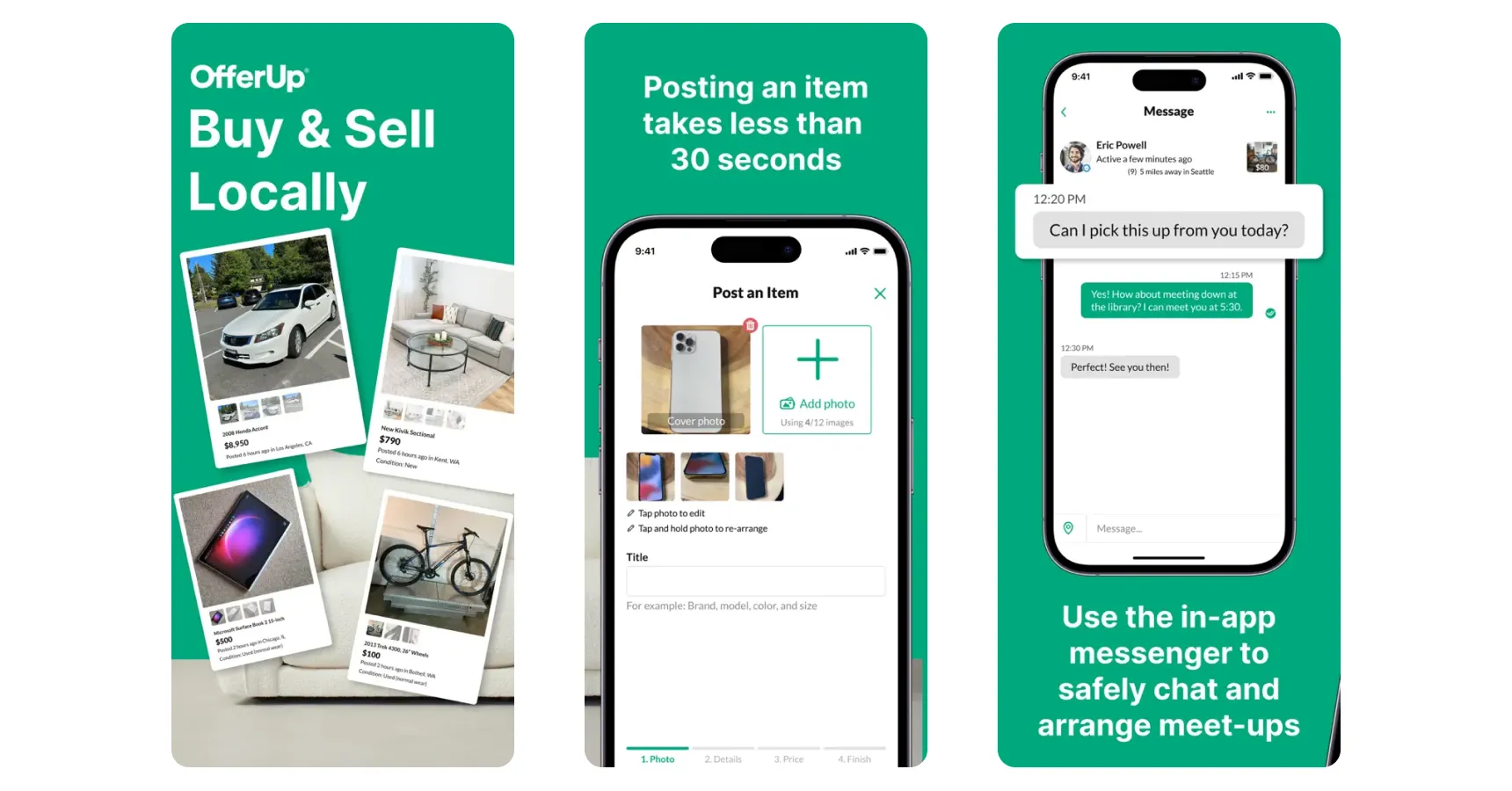 Images of the OfferUp app for the best instant money apps article