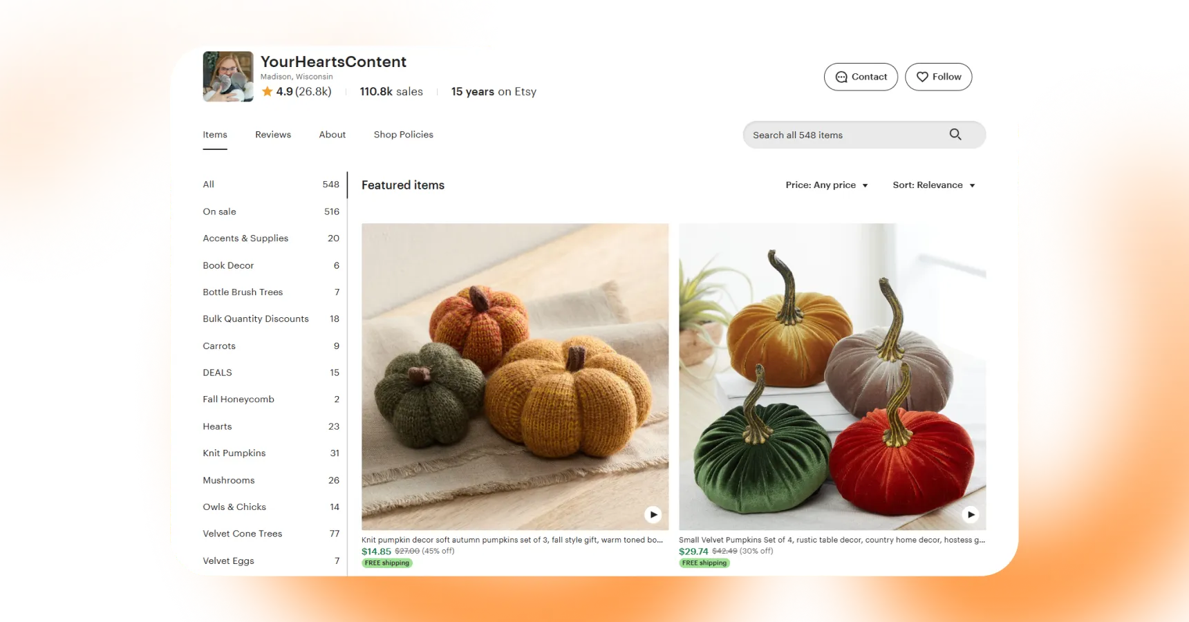 Etsy seller page screenshot for the Etsy side hustle article