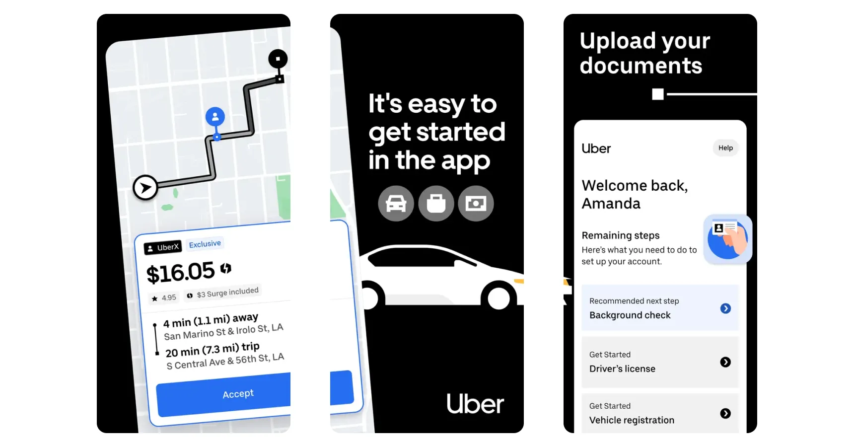 Images of the Uber app for the best instant money apps article