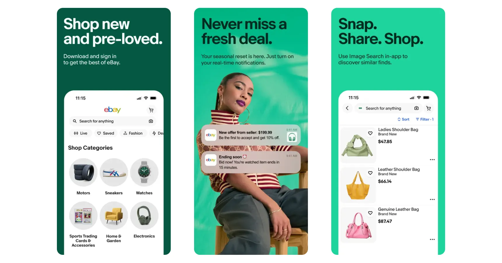 Images of the eBay app for the best instant money apps article