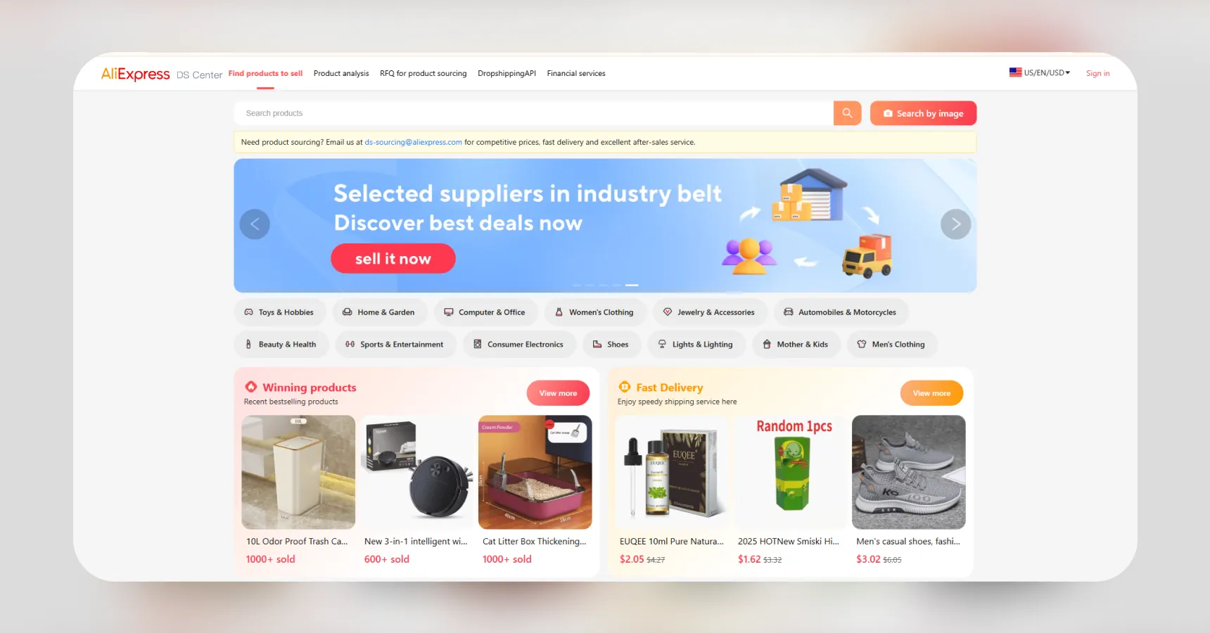 Screenshot of the AliExpress homepage for an article on the best clothing dropshipping suppliers