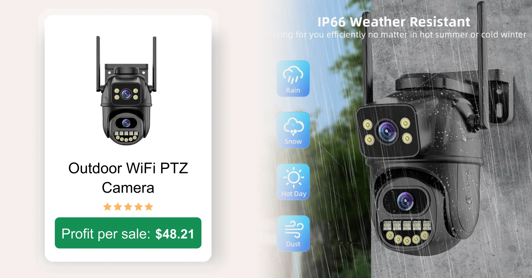 Outdoor WiFi PTZ Camera (Dual Lens + AI Tracking) for an article on AliExpress trending products 2026
