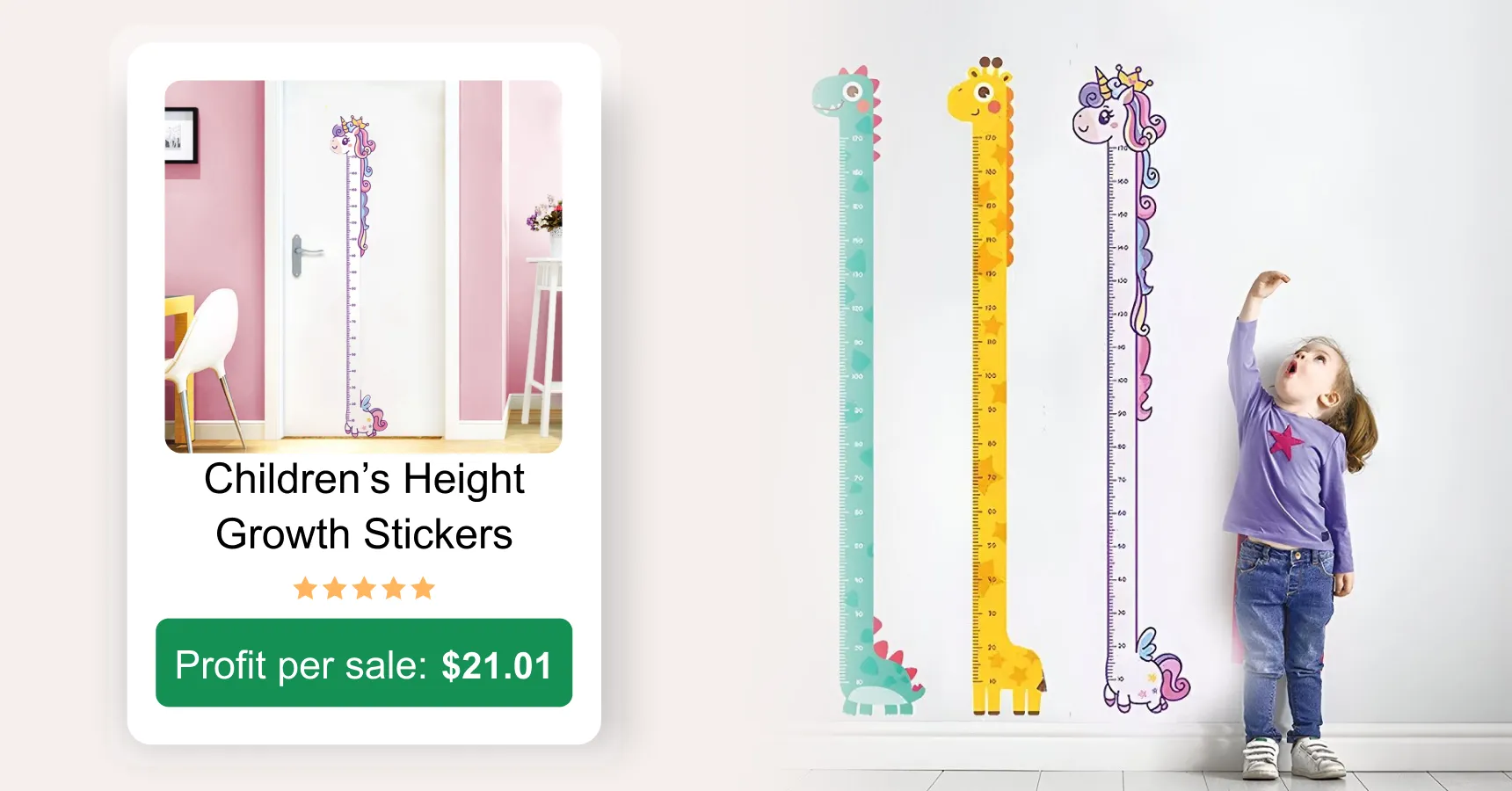 Image of a children's height growth stickers for an article on AliExpress trending products 2026