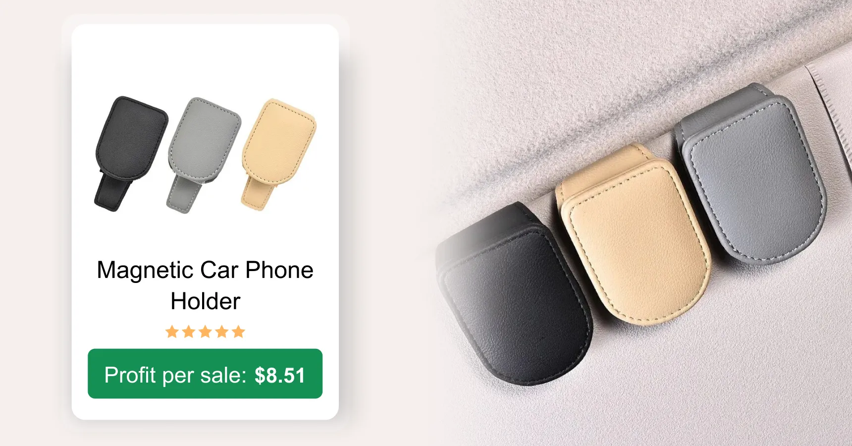 Image of a universal car sunglasses holder for an article on AliExpress trending products 2026