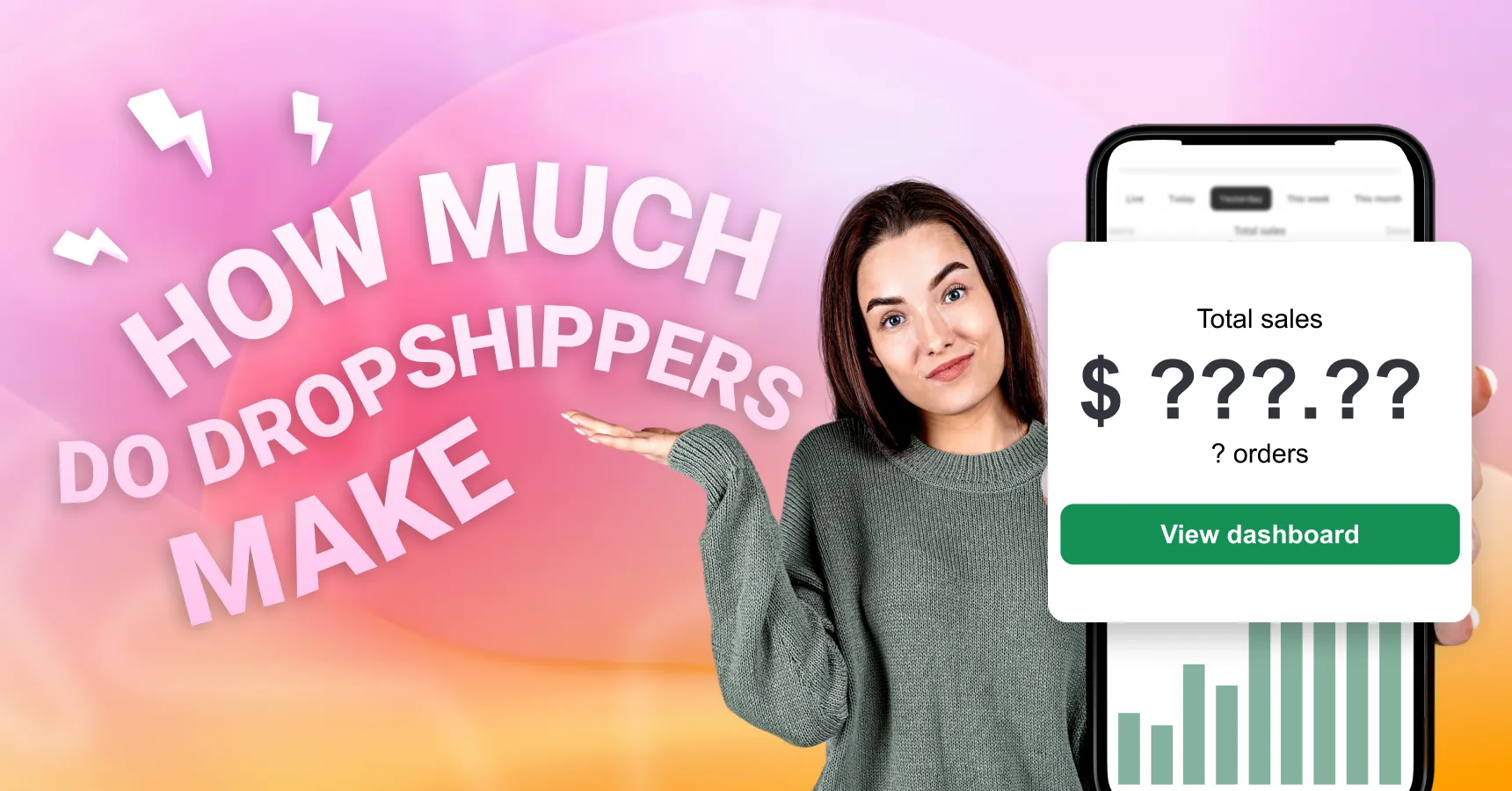 Main and featured image for an article answering the question "How much do dropshippers make"